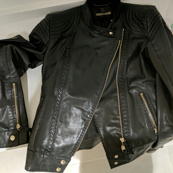Roberto Cavalli Leather Jacket Women's 40